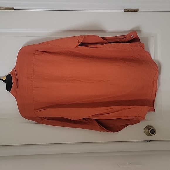 Joseph & Lyman, Size L, Burnt Orange Italian Linen Button Down Shirt Long Sleeve - Picture 2 of 11